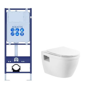 Инсталляция для унитаза Standart 41 113*41*11 Aquatek + Подвесной унитаз с сиденьем BelBagno