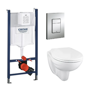 Инсталляция Grohe Rapid SL (кнопка квадрат) + Унитаз подвесной с микролифтом Lecico Perth Grohe
