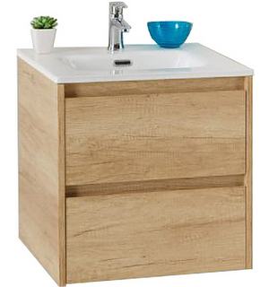 Тумба под раковину подвесная с двумя ящиками KRAFT 39 Rovere Nebrasca Nature 500х390x500 BelBagno