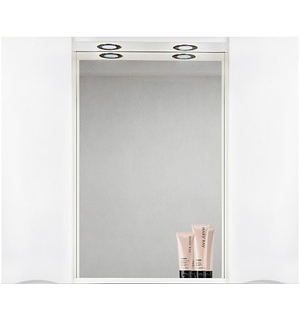 Шкаф зеркальный подвесной с двумя дверцами LED MARINO Bianco Lucido 1000х150х750 BelBagno