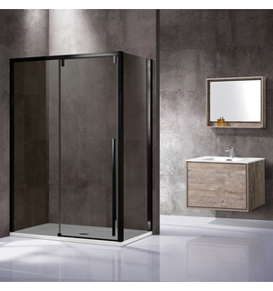 Душевой уголок Lugano VSR-1L9012CGB-1, 1200*900, черный, стекло тонированное Vincea