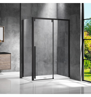 Душевой уголок Lugano VSR-1L1012CLB-1, 1200*1000, черный, стекло прозрачное Vincea