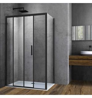 Душевой уголок Soft VSR-3SO9012CLB, 1200*900, черный, стекло прозрачное Vincea