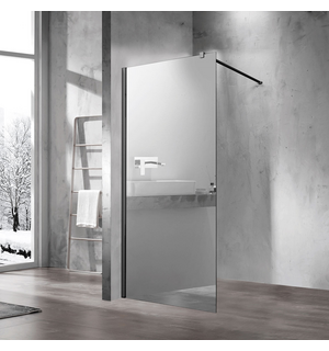 Душевая перегородка Walk-In VSW-1H900MRB, 900*2000, черный матовый, стекло зеркальное Vincea