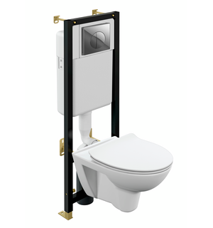 Комплект PARVA CO DPL EO slim инсталляция BLACK кнопка LEON пластик хром глянцевый 64231 Cersanit