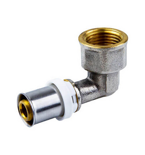 Угольник пресс латунь Дн20х 1/2"х90гр ВР STI