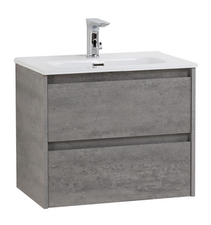 Тумба под раковину подвесная с двумя выкатными ящиками KRAFT 39 Cemento Grigio 600х390x500 BelBagno