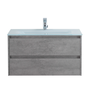 Тумба под раковину подвесная с двумя выкатными ящиками KRAFT Cemento Grigio 1000x460x500 BelBagno