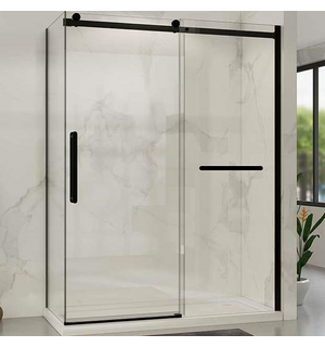 Душевой уголок Como Soft  150х80, черный, стекло прозрачное VSR-1CS8015CLB Vincea