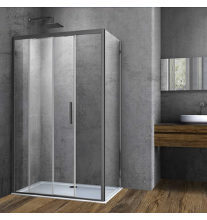 Душевой уголок Soft  110х90, вороненая сталь, стекло прозрачное VSR-3SO9011CLGM Vincea