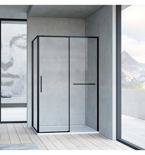 Душевой уголок Slim Soft 150х80, черный, стекло прозрачное VSR-1SS8015CLB  Vincea